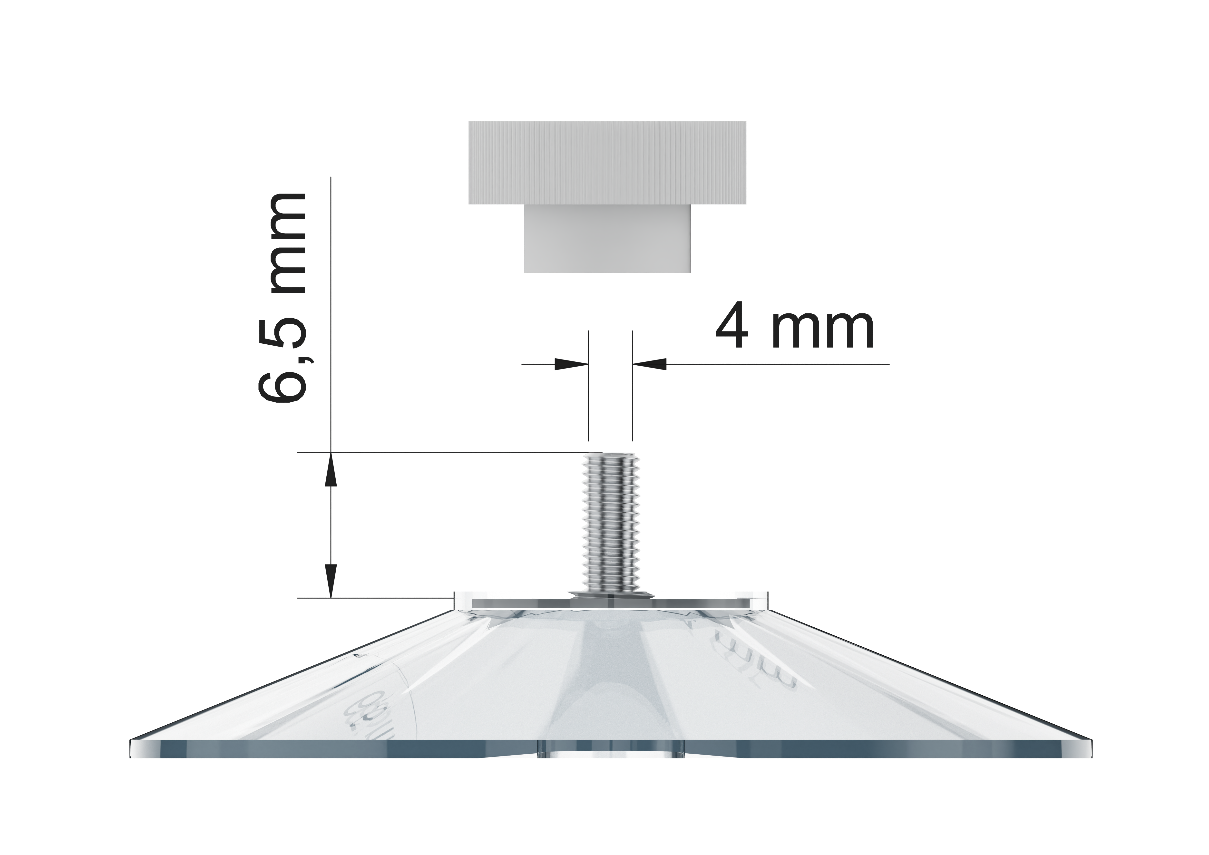 Haftsauger klein Ø 50 mm mit Kunststoff-Rändelmutter