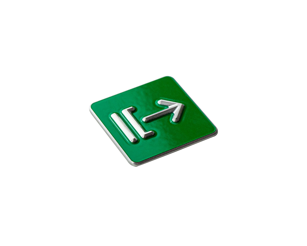 Handlaufschild flach Aluminium grün beschichtet gefräst nach Ö V2105 AUSGANG / NOTAUSGANG